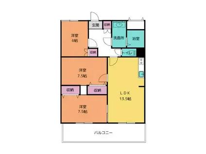 サンライフ71(3LDK/1階)の間取り写真