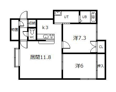 ハピネスハイツA・B(2LDK/1階)の間取り写真