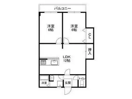 出口ローズハイツ(2LDK/3階)の間取り写真