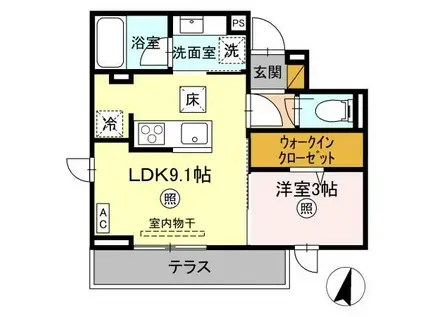 プラデーラ(1LDK/1階)の間取り写真