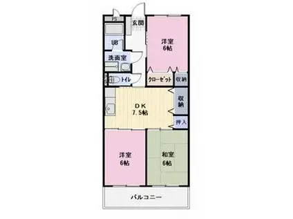 LA・VIE・EN A・I(3DK/3階)の間取り写真