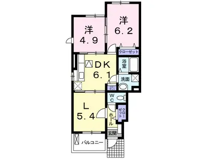 サニ-パ-クIII(2LDK/1階)の間取り写真