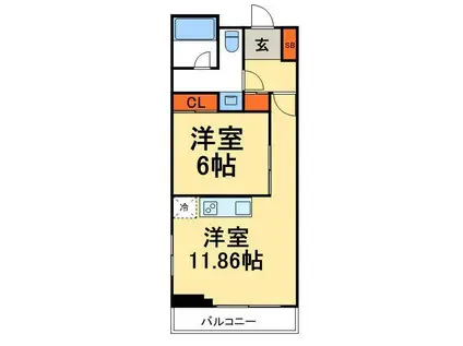 レジディア入谷(1LDK/9階)の間取り写真