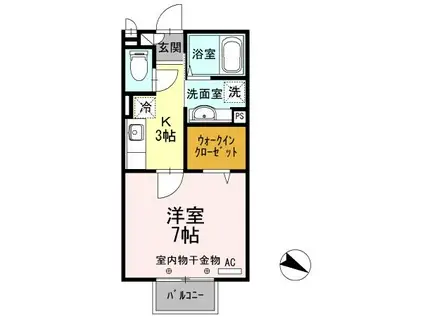 ローズガーデンS(1K/2階)の間取り写真