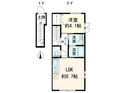 ルークラティブ蓮根(1LDK/2階)の間取り写真