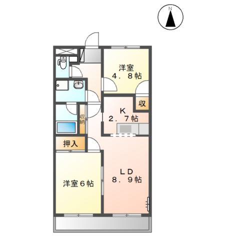 ベルエアー(2LDK/2階)の間取り写真