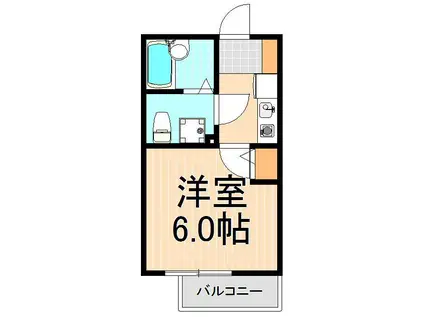 アーベインテラス千住緑町B棟(1K/2階)の間取り写真