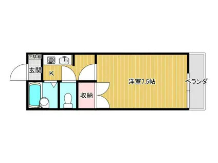 ロッソ祇園B(1K/2階)の間取り写真