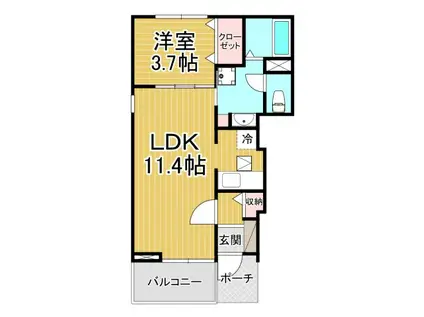 エテルノ松ヶ丘Ⅲ(1LDK/1階)の間取り写真