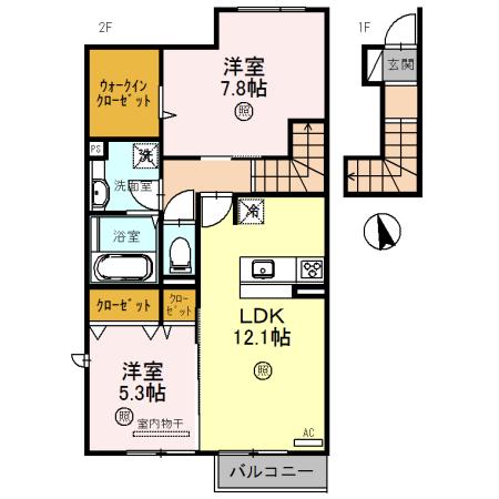 ブルームコート(2LDK/2階)の間取り写真