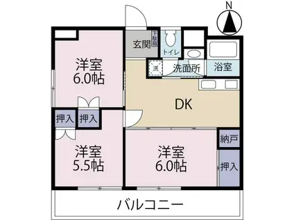 ラファミーユ大工町(3DK/6階)の間取り写真