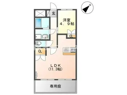 ロイヤルハイツ(1LDK/1階)の間取り写真