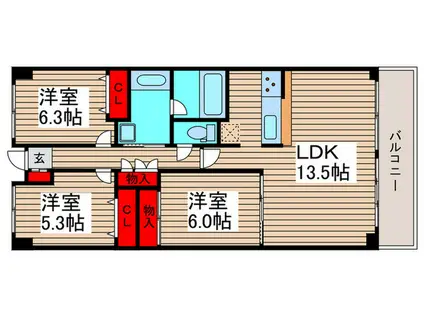 リーベスト東中山(3LDK/3階)の間取り写真