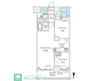 フロンティアレジデンス錦糸公園(2LDK/6階)の間取り写真