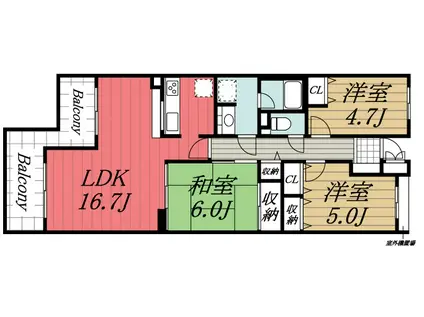 ちはら台ファミールハイツ 7号棟(2LDK/4階)の間取り写真