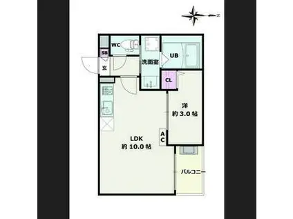 JACK ATSUTAKOSHINII(1LDK/1階)の間取り写真