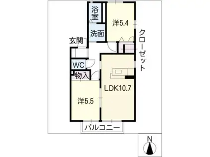パークハイム知多(2LDK/1階)の間取り写真
