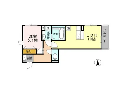 レユシール(1LDK/3階)の間取り写真