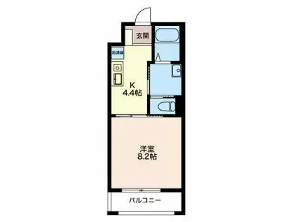 赤田南ハイツ(1K/2階)の間取り写真