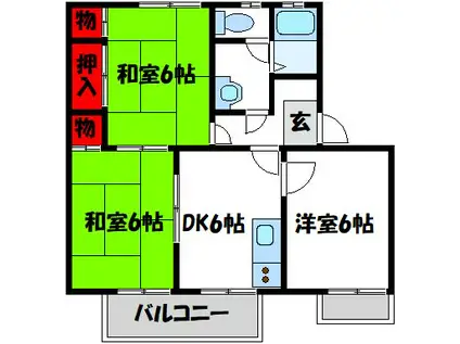 アサヒハイツ(3DK/2階)の間取り写真