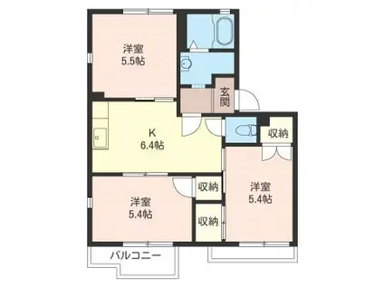 コーポ照木(2LDK/2階)の間取り写真