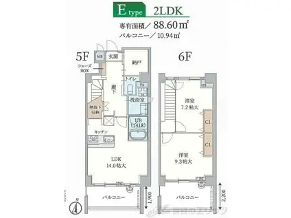 FORELSKET(2LDK/5階)の間取り写真