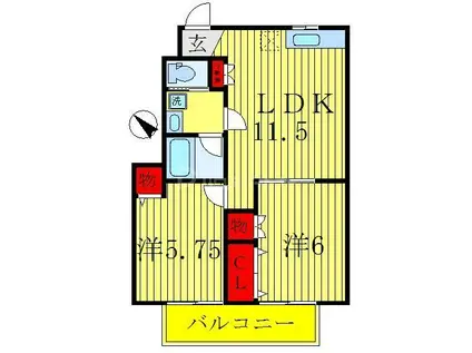 セレジェイラ(2LDK/1階)の間取り写真