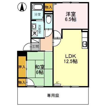 エスポワールイダⅡ番館(2LDK/1階)の間取り写真