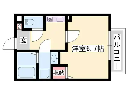 セルベイユIII(1K/1階)の間取り写真