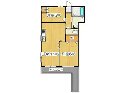 レナジア大倉(2LDK/2階)の間取り写真