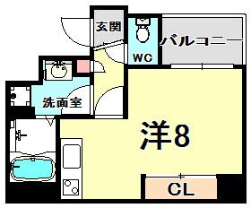 アスヴェル神戸元町II(1K/4階)の間取り写真