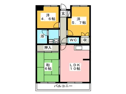 ベルメゾン武蔵浦和(3LDK/4階)の間取り写真