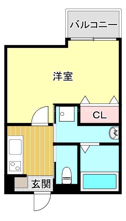 ALEGRIA草津(1K/3階)の間取り写真