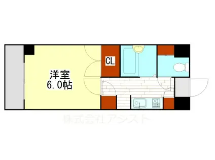 SKY真和(1K/6階)の間取り写真