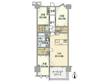 ヴェレーナシティ鎌倉深沢(3LDK/7階)の間取り写真