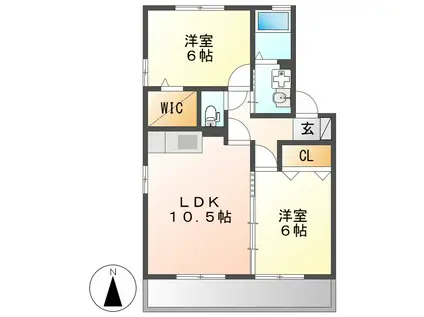 アザレア(2LDK/2階)の間取り写真