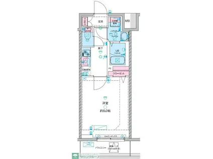 GENOVIA青砥II(1K/6階)の間取り写真