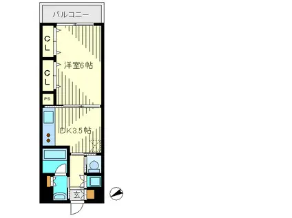 グリーンキャッスルサザナミII(1K/2階)の間取り写真