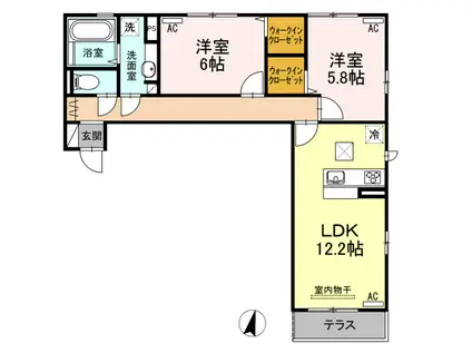 セジュールエム(2LDK/1階)の間取り写真