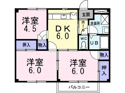 ロマニー華(3DK/1階)の間取り写真