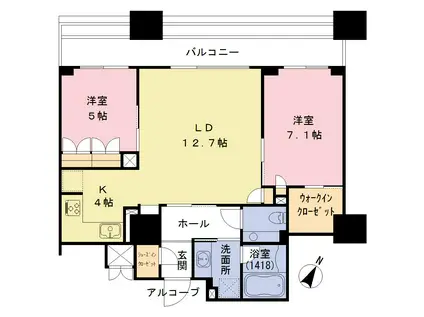 オリゾンマーレ(2LDK/9階)の間取り写真