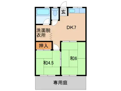 池之内マンション1号棟(2DK/1階)の間取り写真