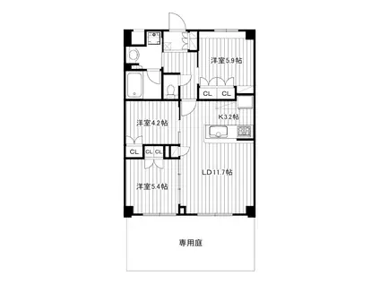 NIIYA平和台(3LDK/1階)の間取り写真