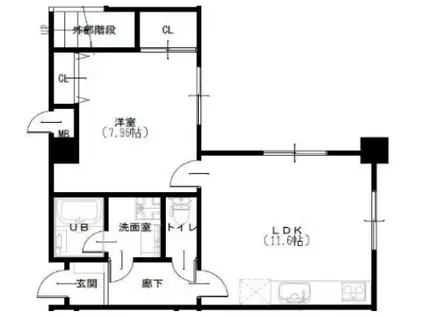 レルム城北(1LDK/6階)の間取り写真