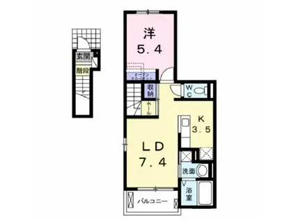 GROU VEL(1LDK/2階)の間取り写真