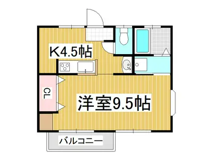 千曲ハイツ(1K/2階)の間取り写真