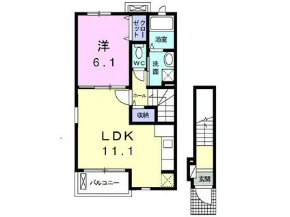 リズティアラ(1LDK/2階)の間取り写真