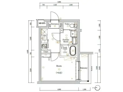 スカイコートソレア新丸子(1K/4階)の間取り写真
