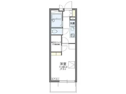 レオパレスハーモニー蕨(1K/1階)の間取り写真