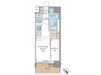 LUXENAプラスPAWS南行徳(1LDK/3階)の間取り写真